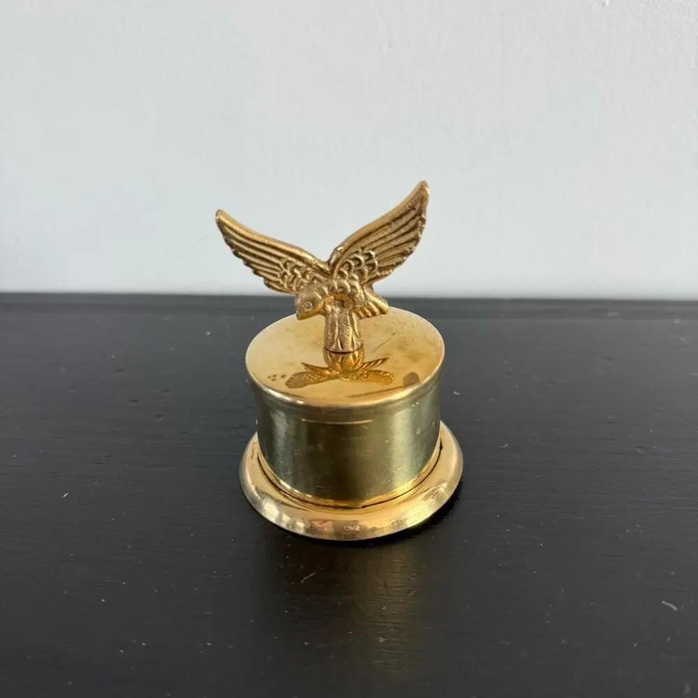 Vintage | Brass Eagle Stamp Roll Dispenser Decorative Container Made In India